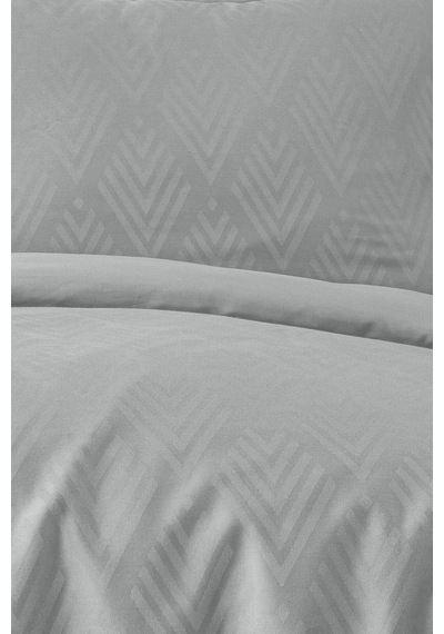 Tivoli %100 Pamuk Jakarlı & Saten Çift Kişilik Nevresim Takımı - Gri Rengi - 200x220 Cm Gri
