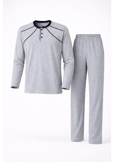 Mutlu City Erkek İnterlok Rahat Kalıp Sıfır Yaka Yüksek Kalite Pamuk Pijama Takımı 16670 Açık Gri Mutlu City Erkek İnterlok Rahat Kalıp Sıfır Yaka Yüksek Kalite Pamuk Pijama Takımı 16670 Açık Gri