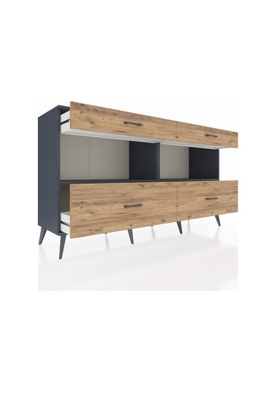 Hyperion Konsol 2 Raflı 4 Çekmeceli 176x44x99 Antrasit-antrasit/ Antrasit-antrasit/çam Hyperion Konsol 2 Raflı 4 Çekmeceli 176x44x99 Antrasit-antrasit/ Antrasit-antrasit/çam