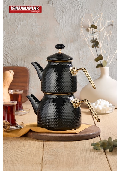 Kahramanlar Prime Black Emaye Çaydanlık