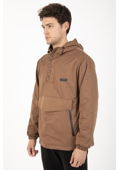 Maraton Sportswear Comfort Erkek Kapşonlu Uzun Kol Basic Taba Yağmurluk 21353-taba Taba