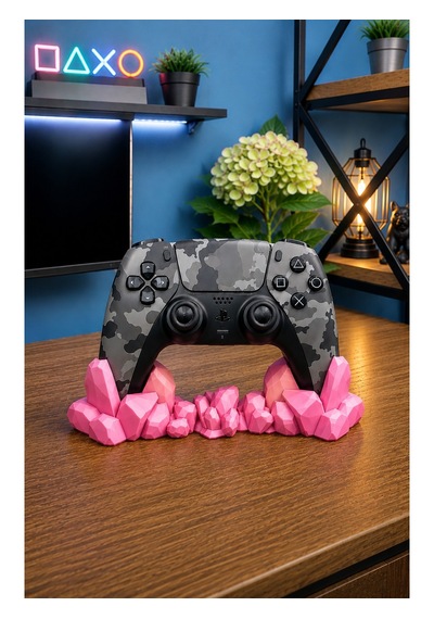 Veriqo 3d Ps5 Uyumlu Gamepad Standı Kristal Tasarımlı Oyun Kolu Tutucu Masaüstü Controller Standı Pembe