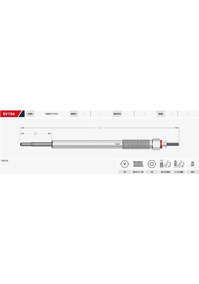 Kızdırma Bujisi 7v Toyota Hılux Vııı N1 : 2.4 D - 2.8 D Land Cruıser Prado J15 : 2.8 D-4d 4 Ad