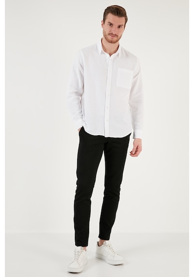 Buratti Pamuklu Regular Fit Tek Cepli Erkek Gömlek Cf24S128229 Beyaz