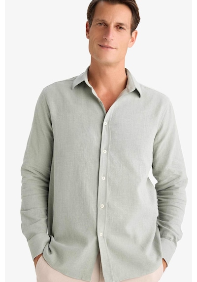 DeFacto %100 Pamuk Regular Fit İnce Kumaş Polo Yaka Uzun Kollu Gömlek D7394AX25SPKH499