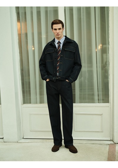 Koton Pamuklu Normal Bel Vintage Straight Fit Jean Pantolon Koyu İndigo 6sam40315nd