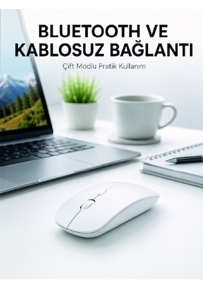 Bluetooth Kablosuz Wireless Mouse Şarjlı Sessiz Ergonomik 5000 Dpı Fare - Lisinya