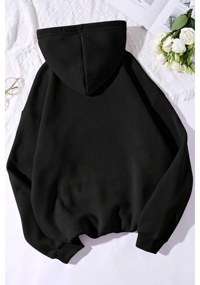 Brooklyn Baskılı Oversize Sweatshirt Siyah