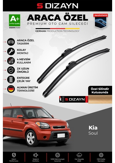 S-dizayn Kia Soul Ön Cam Silecek Seti 2008-2014 Premium Araca Özel 60-50 Cm A+ Kalite