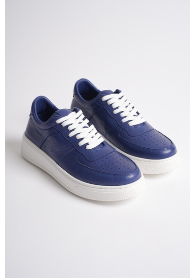 Analin Shoes Kadın Hakiki Deri Sneaker Bağcıklı Spor Ayakkabı Lacivert