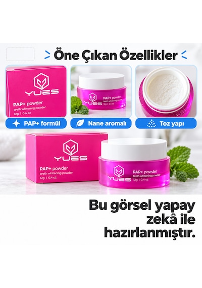 Yues Pap+ Diş Beyazlatıcı Toz Nane Aromalı 12 G Gs-004pn