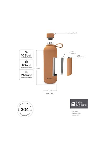 Karaca Aly Soft Touch Çelik Sızdırmaz Termos 500 Ml Mocha Mousse Kahverengi