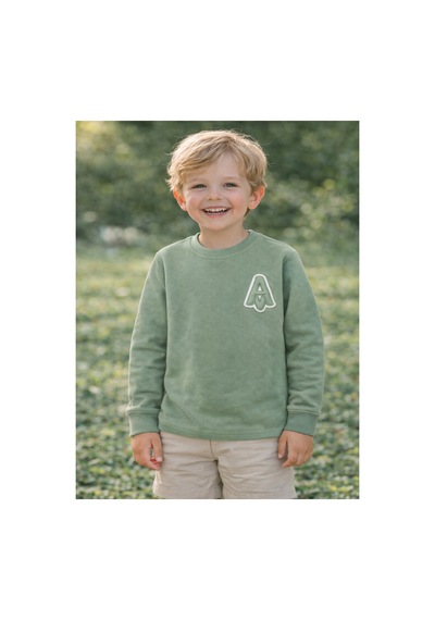 Tanem Kids Erkek Çocuk Jakarlı Örme Sweatshirt Yeşil