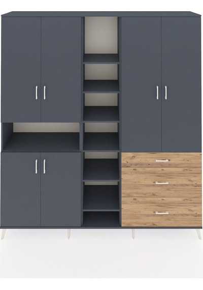 Hyperion Dolap 13 Raflı 3 Çekmeceli 6 Kapaklı 220x44x243 Antrasit-antrasit/çam Çok Renkli Hyperion Dolap 13 Raflı 3 Çekmeceli 6 Kapaklı 220x44x243 Antrasit-antrasit/çam Çok Renkli