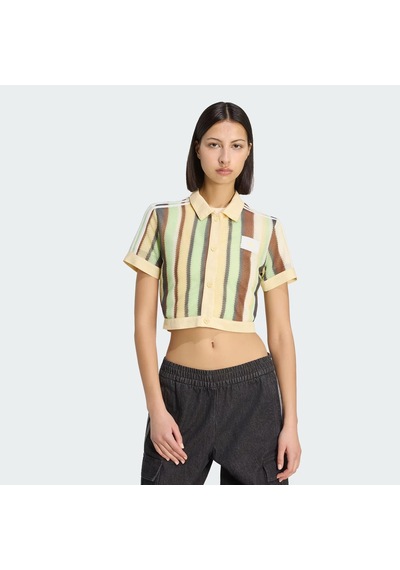 Adidas Summer Glow Striped Cropped Polo Kadın Tişört C-adıky8141b30a00 Sarı