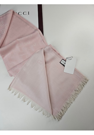 Miorel Scarfs İnce Kumaş G Desen Pamuklu Şal Yün İpek Şal 4 Mevsim Çift Taraflı Pembe