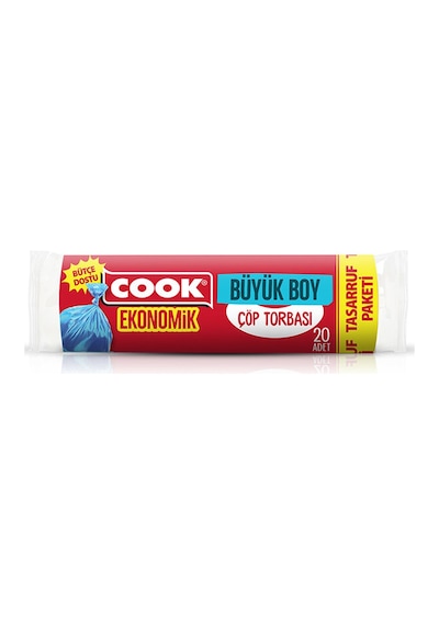 Cook Ekonomik Büyük Çöp Torbası Mavi 65 Cm X 80 Cm 20 Yaprak