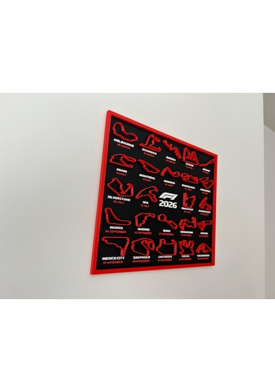 Formula 1 2026 Takvimi 3d Pist Tablosu 22x25 Cm Masaüstü Standlı & Duvara Asılabilir Çerçeve Siyah