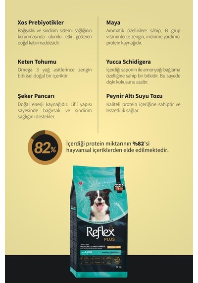 Reflex Plus Pocket Treats Orta Ve Büyük Irk Kuzu Etli Yetişkin Köpek Maması 12 Kg