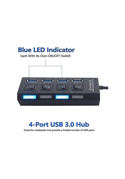 Port-13 4 Port Hub Usb 3.0 Çoğaltıcı Çoklayıcı Pg-288-30 Santimetre Siyah Renk