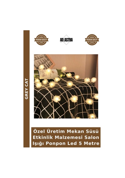 Özel Üretim Mekan Süsü Etkinlik Malzemesi Salon Işığı Ponpon Led 5 Metre Çok Renkli