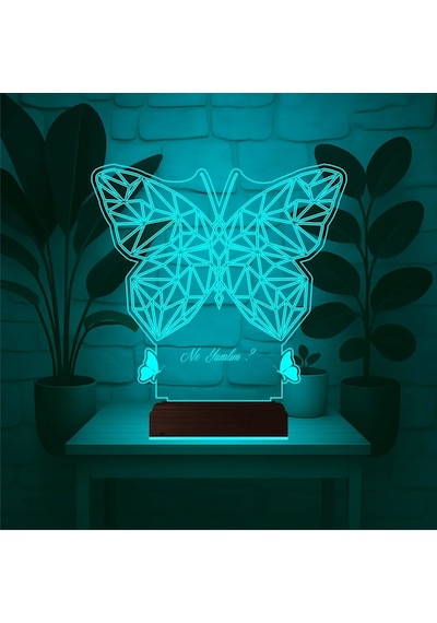 Luvivia Dekoratif Kelebek Tasarım Polygonal Kişiye Özel 3d Lamba - Masa Gece Lambası