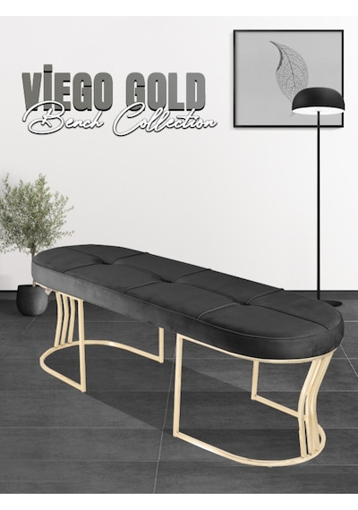 Viego Gold Collection- Antrasit Kapitoneli Chester Model Puf & Bench & Koltuk & Uzun Makyaj Puff & Yatak Ucu