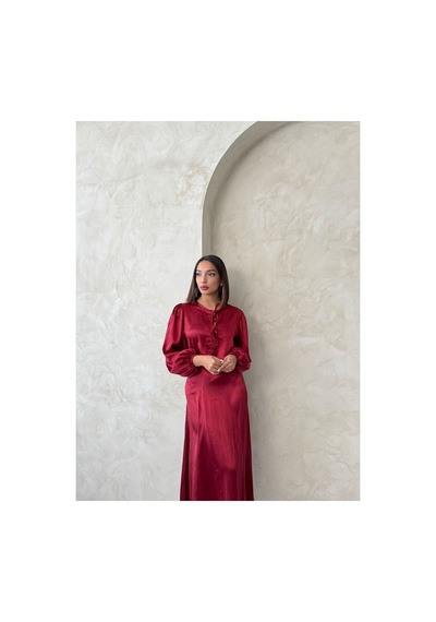 Verymoda Kraşlı Saten Önden Bağlamalı Bluz F1916 Bordo