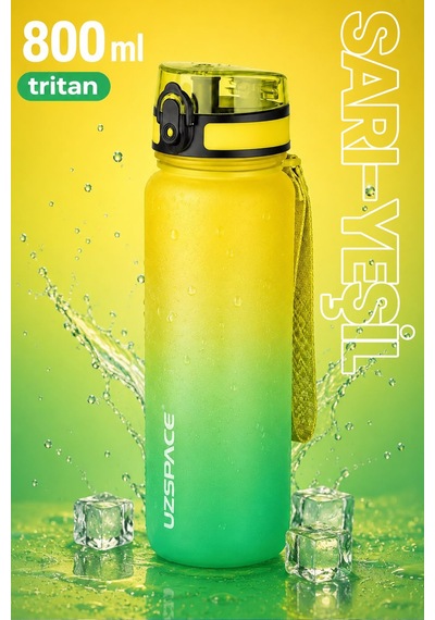 800 Ml Çift Renk Softtouch Tritan Su Matarası Sarı-yeşil