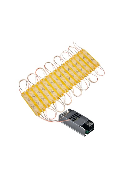 20 Adet 12 Volt 1.5 Watt 3 Lensli Amber 2835 Smd Led Modül Ip65 Modül 5a Trafo Set Beyaz