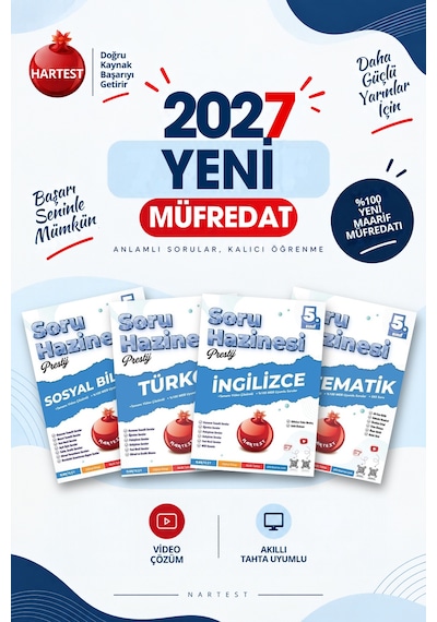 Nartest Yayınevi 2027 5. Sınıf Sosyal Bilgiler + Türkçe + İngilizce + Matematik Yeni Müfredat Bağlam Temelli Soru Hazinesi Seti 4 Kitap