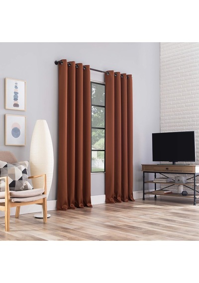 Nordic 2'li Paket Tiyatro Sınıfı Extreme Total Blackout Gromet Perde Panel Çifti, 132 Cm X 160 Cm, Terakota