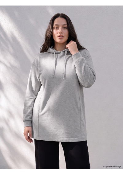 Lcw Curve Gri Büyük Beden Kadın Hoodie