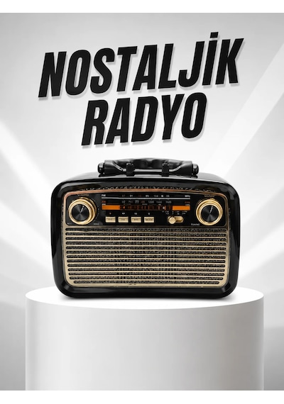 Müzik Kutusu Bluetooth Bağlantılı El Fenerli Nostaljik Tasarım Radyo 95117118