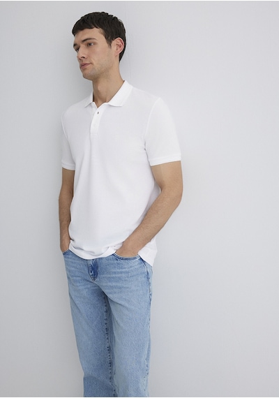 Mavi - Beyaz Polo Tişört 064946-27879 Beyaz