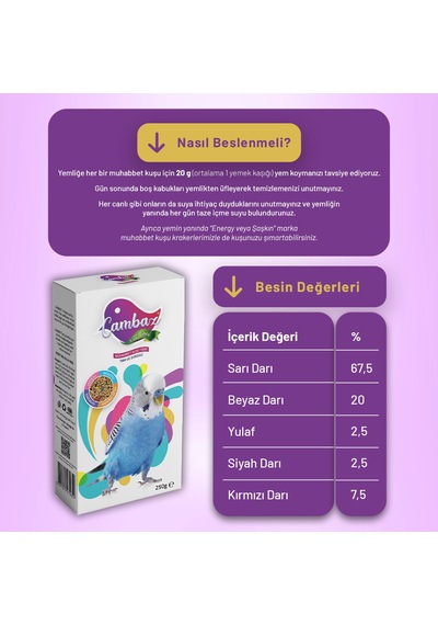 Cambaz Muhabbet Kuşu Yemi 250 G - 20 Adet 250 G