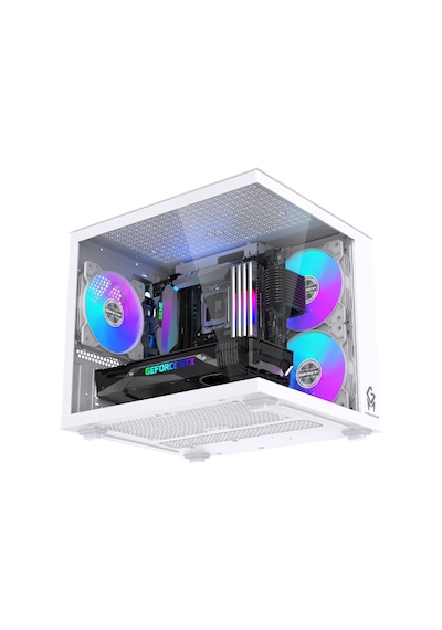 Gm-x1 Tuştan Değişmeli 3x Rgb Fanlı Gaming Mini Akvaryum M-atx Beyaz Kasa