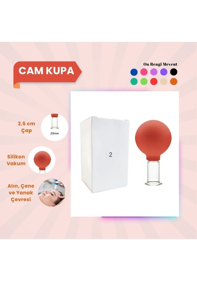 Silikon Vakumlu Cam Yüz Masaj Kupası No:2 Turuncu Çok Renkli