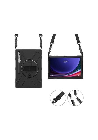 Samsung Galaxy Tab S11 Ultra Sm-x930 X936b İle Uyumlu Kılıf Silikon Ayarlanabilir Standlı Darbe Korumalı Askılı Tank Tablet Kılıfı Belirtilmemiş