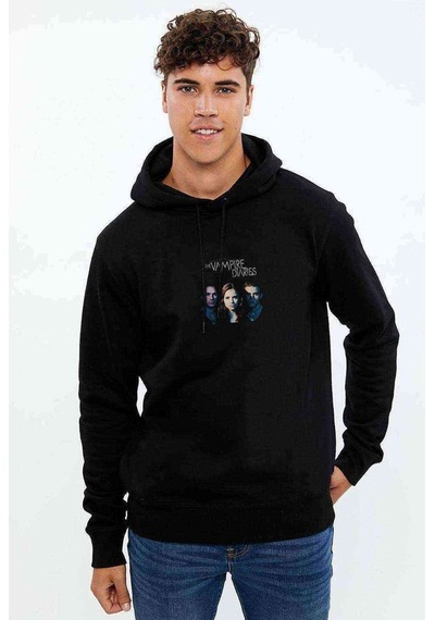 The Vampire Diaries Quotes V Baskılı Siyah Erkek Örme Sweatshirt