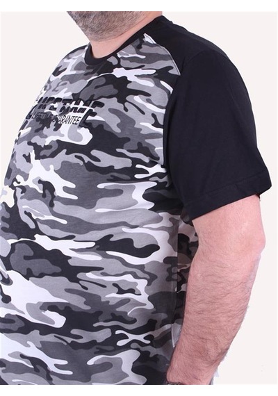 Starbattal Büyük Beden Shoulder Line Camouflage Erkek Tişört 23147 Fume - Unisex Füme
