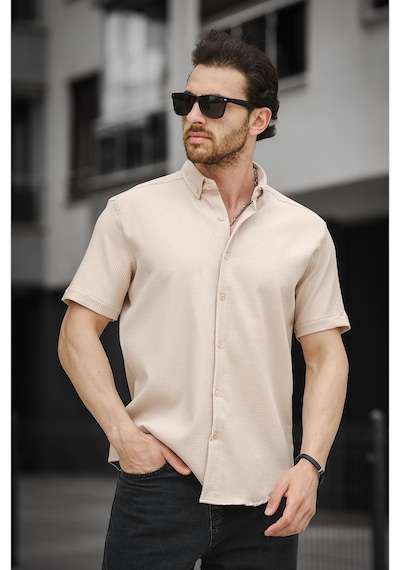 Trc 2808 Otoban Kumaş Slim Likralı Kısa Kol Erkek Gömlek 001