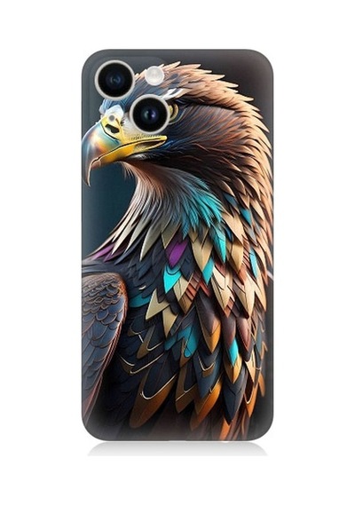 Apple Uyumlu iPhone 13 Renkli Kaya Kartalı Desenli Silikon Kılıf