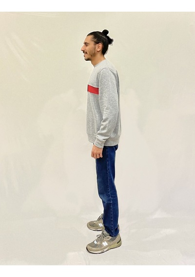 Erkek Bisiklet Yaka Rahat Kalıp 3 İplik Kalın Garnili Sweatshirt Spr24sw35 Gri Melanj