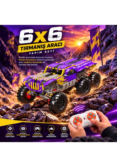 Mould King 18009 Mor Altın 6x6 Tırmanış Aracı Yapım Seti 2.014 Parça