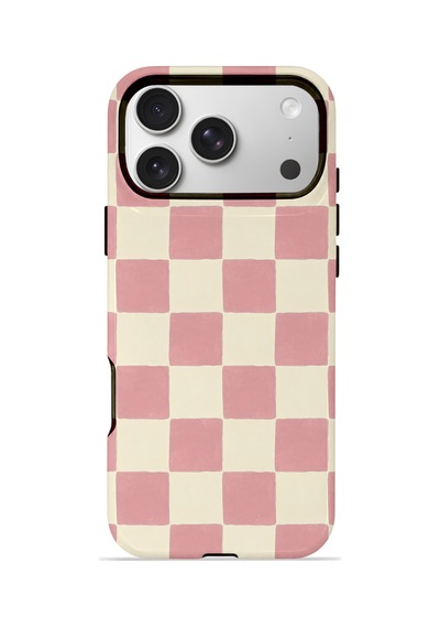 Apple iPhone Uyumlu 17 Pro Max Vorian Çift Katmanlı Magsafe Kılıf Blush Checker
