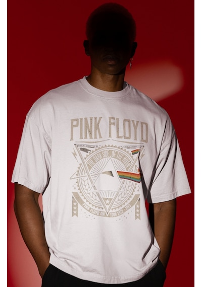 Sevbano Pink Floyd Müzik Grubu Ön Baskılı Unisex Oversize Tişört Beyaz