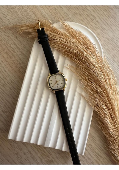 Rub046 25 Mm Rubsey Retro Minimal Deri Kordon Vintage Kadın Kol Saati Siyah