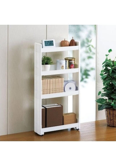Slim Organizer 4 Katlı Plastik Banyo / Mutfak Düzenleyici Raf Beyaz 49,5 14 101 Cm Beyaz