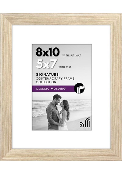 Doğal Meşe 8x10 Resim Çerçevesi - Mat İle 5x7 Çerçeve Olarak Veya 8x10 Mat Olmadan Kullanılır - Kırılmaya Daya